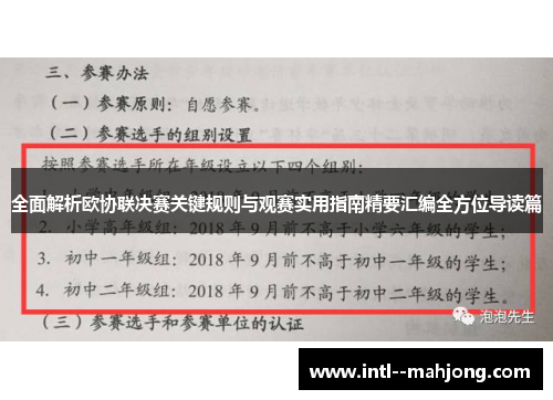 全面解析欧协联决赛关键规则与观赛实用指南精要汇编全方位导读篇 全面解析欧协联决赛关键规则与观赛实用指南精要汇编全方位导读篇